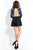 Rachel Allan Short - 4416 Long Sleeve Stretch Satin Flare Romper  in Black