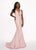 Rachel Allan - 6472 V-Neck Fitted Crinckled Foil Jersey Evening Gown in Pink