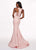 Rachel Allan - 6472 Deep V-neck Jersey Trumpet Dress With Train