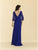 Rina di Montella - RD2028-1 Quarter Angel Sleeve Brooch Accented Gown In Blue