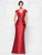 Rina Di Montella - RD2630 Ruched V-Neck Sheath Evening Dress In Red