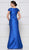 Rina Di Montella - RD2630 Ruched V-Neck Sheath Evening Dress In Blue