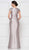 Rina Di Montella - RD2630 Ruched V-Neck Sheath Evening Dress In Gray and Brown