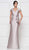 Rina Di Montella - RD2630 Ruched V-Neck Sheath Evening Dress In Gray and Brown
