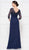 Rina Di Montella - RD2638 Embellished V-neck Pleated A-line Dress In Blue