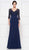 Rina Di Montella - RD2638 Embellished V-neck Pleated A-line Dress In Blue