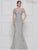 Rina Di Montella - RD2639 Short Sleeve Lace Appliqued Trumpet Gown In Silver and Gray