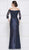 Rina Di Montella - RD2642 Beaded Appliqued Off-Shoulder Dress In Blue