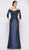 Rina Di Montella - RD2642 Beaded Appliqued Off-Shoulder Dress In Blue