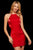 Sherri Hill - 53004 Short Halter Neck Taffeta Sheath Dress In Red
