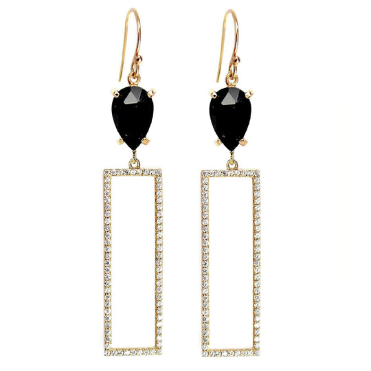 Rachael Ryen -  Rectangle Pave Drop Earrings - Black Onyx
