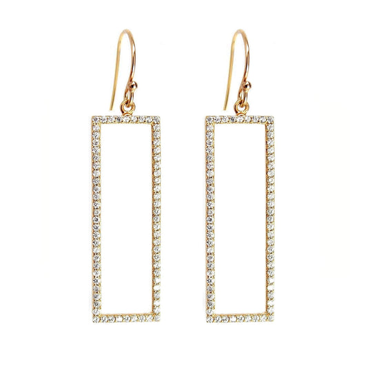 Rachael Ryen -  Rectangle Pave Drop Earrings - Gold