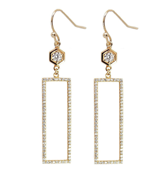 Rachael Ryen -  Rectangle Pave Drop Earrings