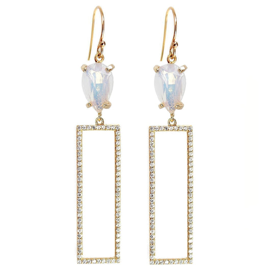 Rachael Ryen -  Rectangle Pave Drop Earrings - Opal