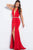 JVN51669 Plunging Halter Jersey Sheath Dress