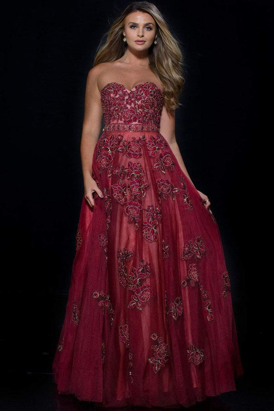 53086 Floral Embroidered Tulle A-Line Gown