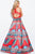 JVN58590 Deep V-neck Printed Ballgown