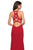 La Femme - 26997 Crisscross-Designed Racerback Long Gown In Red
