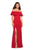 La Femme - 27096 Ruffled Off-Shoulder Jersey Trumpet Dress In Red