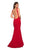 La Femme - 27124 Plunging Illusion Notched Trumpet Gown  In Red
