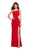 La Femme - 27126 Asymmetrical Neckline Strappy Jersey Evening Dress In Red