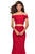 La Femme - 27443 Two-Piece Allover Lace Off Shoulder Mermaid Gown In Red