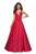 La Femme - 27529 Lace Applique Mikado A-line Dress In Red