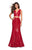 La Femme - 27590 Fully Sequined Deep V-neck Trumpet Dress In Red