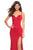 La Femme - 27617 Sweetheart Evening Gown with Slit In Red
