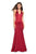 La Femme - Plunging Halter Trumpet Evening Dress 27653 In Red