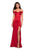 La Femme - 27752 Off Shoulder High Slit Long Fitted Satin Dress In Red