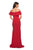 La Femme - 27096 Ruffled Off-Shoulder Jersey Trumpet Dress In Red