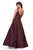 La Femme - Two Tone Deep V-neck Jacquard Ballgown 27298 In Red and Black