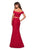 La Femme - 27443 Two-Piece Allover Lace Off Shoulder Mermaid Gown In Red