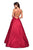 La Femme - 27504 Plunging Halter V-neck Mikado A-line Dress In Red