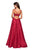 La Femme - 27528 Embroidered Floral High Slit Mikado Gown In Red