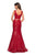 La Femme - 27590 Fully Sequined Deep V-neck Trumpet Dress In Red