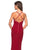 La Femme - Plunging V-neck Jersey Sheath Evening Gown 27622 - 1 pc Red in Sizes 0 Available