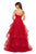 La Femme - 27624 Strapless Sweetheart Tiered Tulle Skirt A-Line Gown In Red