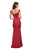 La Femme - 27821 Off-Shoulder Stretch Satin Trumpet Dress In Red