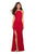 La Femme - 27046 Strappy Halter Lace Gown with Slit In Red