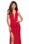 La Femme - 27082 Double Cross-Strapped High Slit Gown In Red