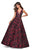 La Femme - 27298 Two Tone Deep V-neck Jacquard Ballgown In Red and Black