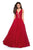 La Femme - Sequined Deep V-neck Tulle Ballgown 27336 In Red