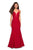 La Femme - 27560 Plunging Sweetheart Strappy Mermaid Dress In Red