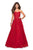 La Femme - 27269 Strapless Sweetheart Floral Lace Applique A Line Gown In Red