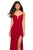 La Femme - 27564 Plunging Sweetheart Ruched High Slit Gown In Red