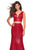 La Femme - 27590 Fully Sequined Deep V-neck Trumpet Dress In Red