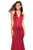 La Femme - 27653 Plunging Halter Fitted Trumpet Evening Gown In Red