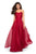 La Femme - 27515 Strapless Sweetheart Metallic Chiffon Prom Dress IIn Red